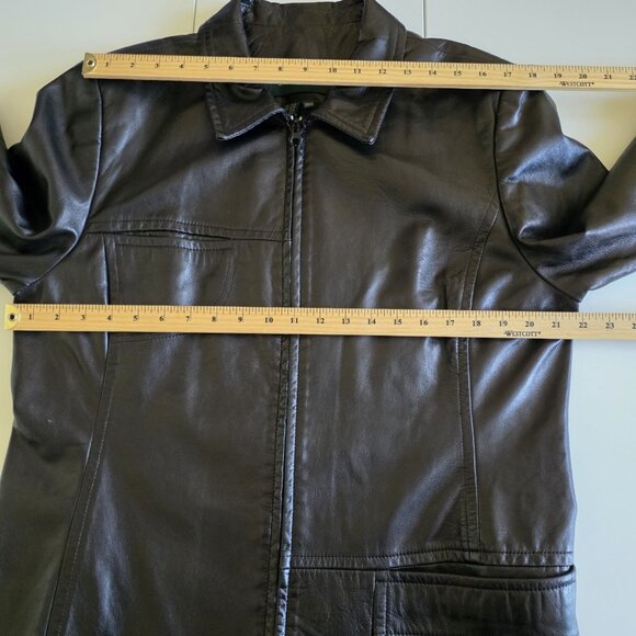 Danier Jacket Womens XL Brown Leather Pockets Zip Lined LS Classic Collar Mature - Picture 4 of 16